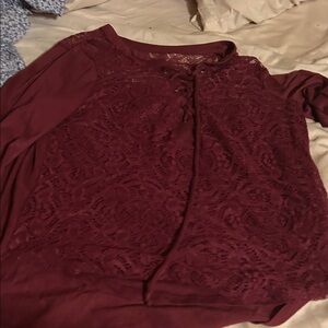 No Boundaries Burgundy Lace V-Neck Sweater